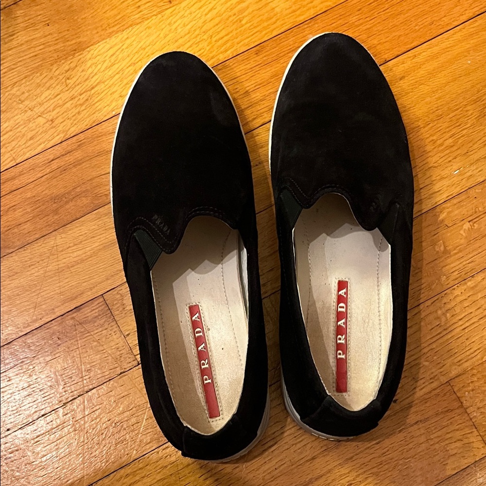Prada Black Suede Loafers